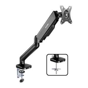   (DZ-MSA01)DataZone Single Monitor Desk Mount with Spring Arm for 17 to 32-Inch Screens, featuring USB 2.0 and multimedia ports    