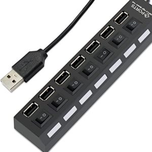   موزع USB 2.0 عالي السرعة من اوسيل لاجهزة PS3 وXbox والكمبيوتر وماك واللابتوب ونوت بوك وماك ونت بوك والتابلت ويدعم ويندوز فيستا/7/ماك (موزع USB 7 منافذ مع 7 مفاتيح)    