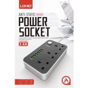   LDNIO SK3662 Fire Resistant Electrical Plug Two years warranty with 4 gifts    
